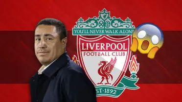 Efraín Juárez, escudo del Liverpool y emoji sorprendido/ Foto Wallpapers.com.