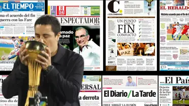 Efraín Juárez junto a diarios de Colombia