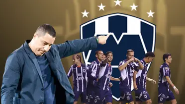 Efraín Juárez y jugadores de Monterrey/Foto Liga BBVA MX.