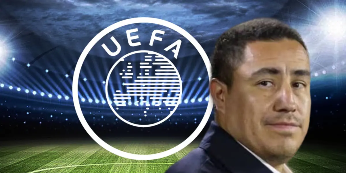 Efraín Juárez y logo de la UEFA/Foto Yellow Radio.