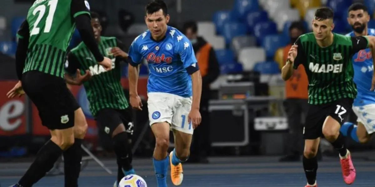 El ‘Chucky’ Lozano jugó 17 minutos en el partido en que el Napoli se impuso 2-0 al Sassulo, dentro de la fecha 23 de la Serie A.