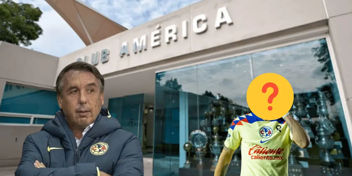 Emilio Azcárraga en las oficinas del América junto a un futbolista.