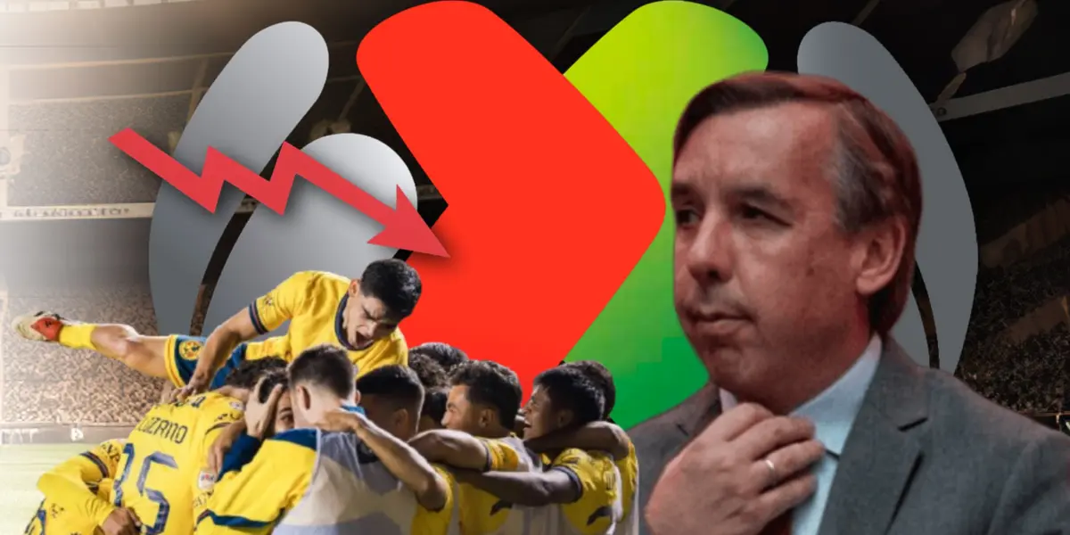 Emilio Azcárraga, jugadores del América y flecha hacia abajo/Foto Infobae.