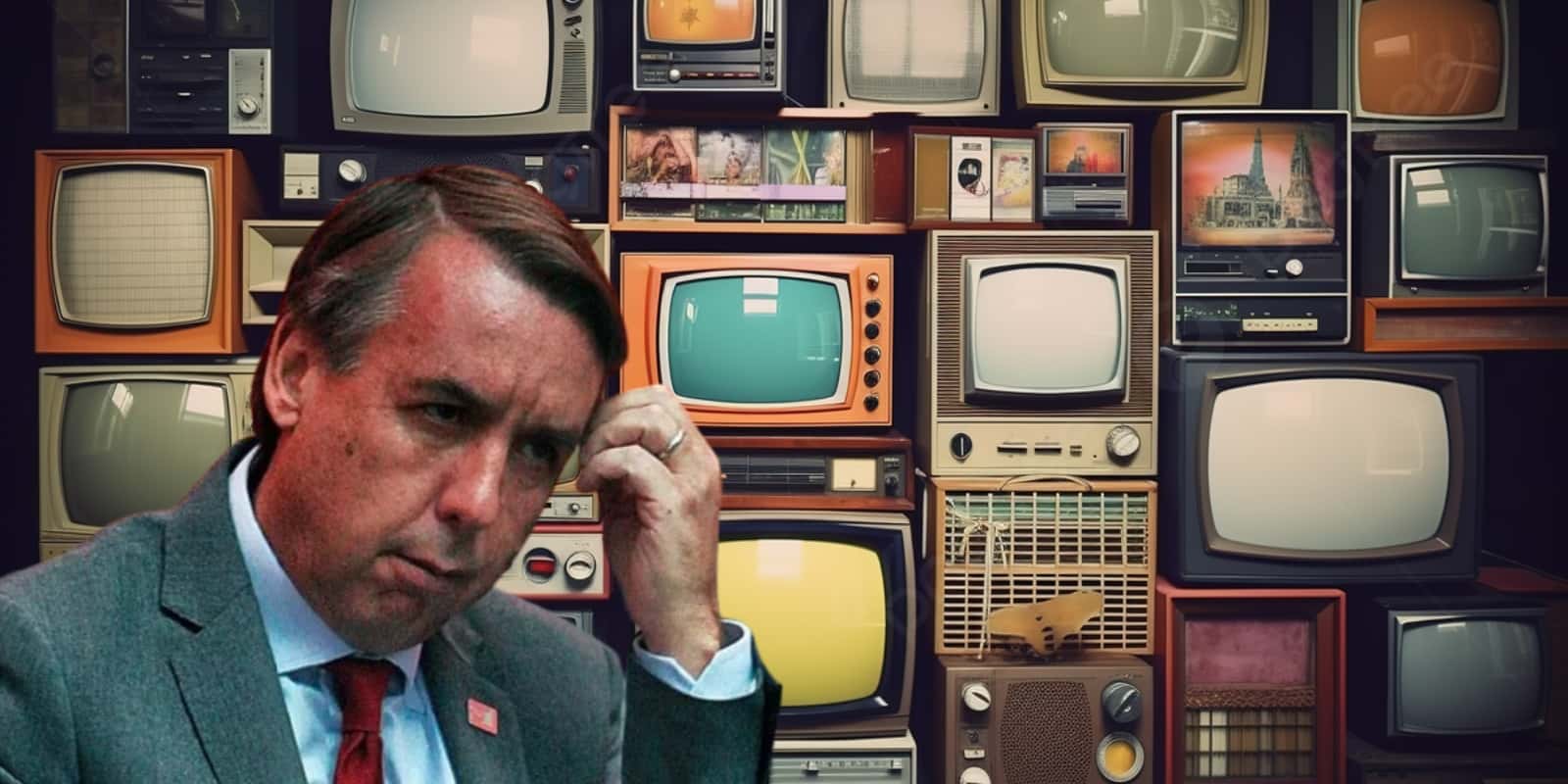 Emilio Azcárraga junto a televisores / FOTO TOMATAZOS