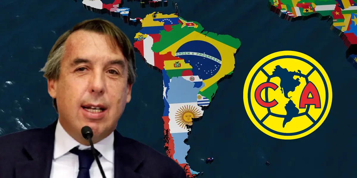 Emilio Azcárraga junto al escudo del América / FOTO INFOBAE