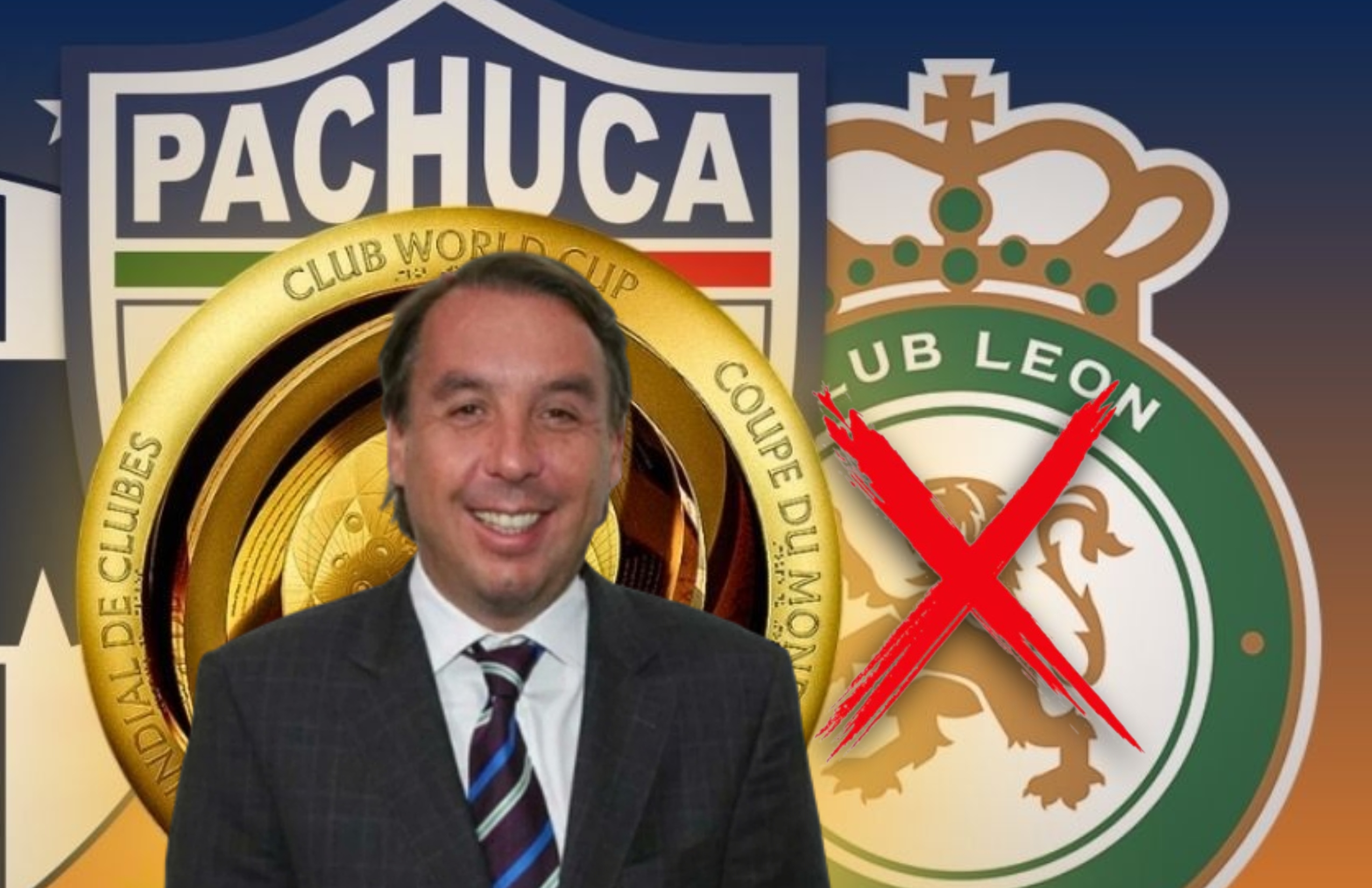 Emilio Azcárraga y escudo del León tachado/ Foto Mediotiempo.