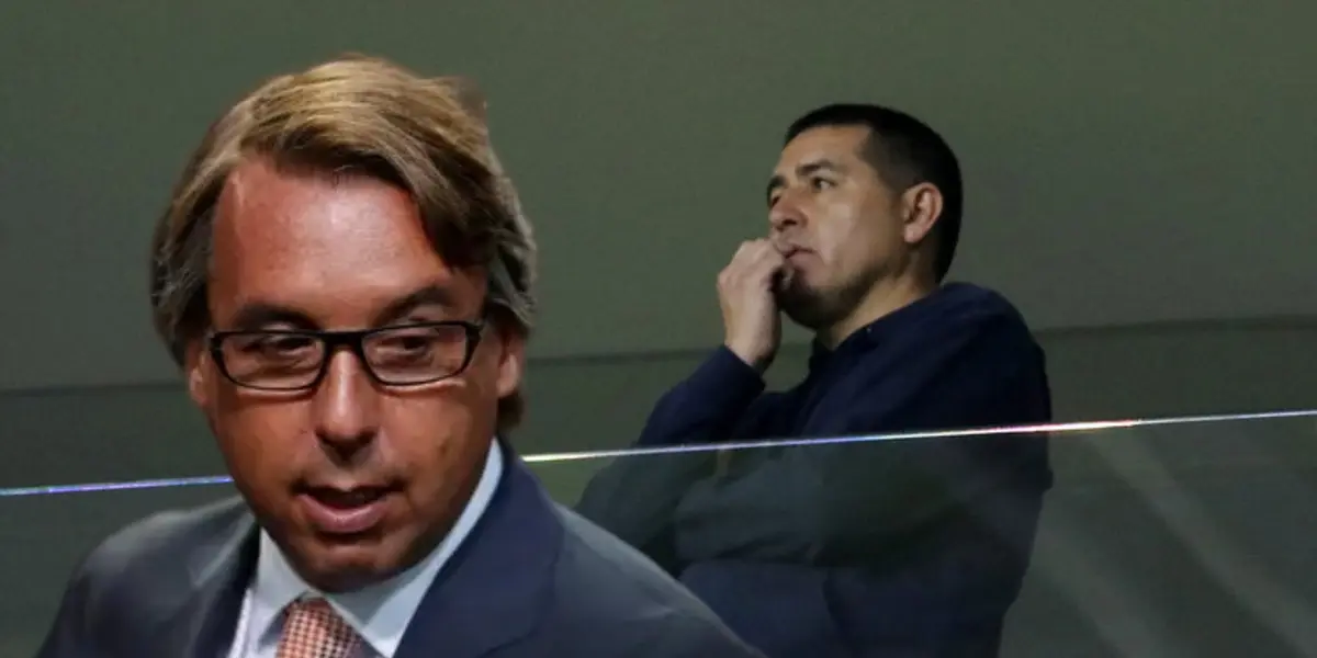 Emilio Azcárraga y Juan Román Riquelme/Foto Olé.