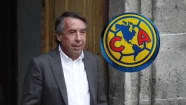 Emilio Azcárraga y logo del América/Foto Cristina Rodríguez.