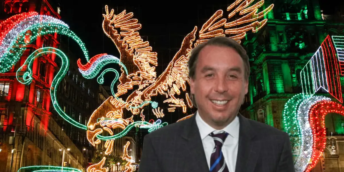 Emilio Azcárraga y luces mexicanas detrás/Foto Viva USA.