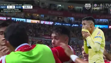 Emilio Lara fue de lo mejor en el partido entre Necaxa y América. Al poner asistencia, el canterano azulcrema lo celebró como gol.