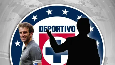 Entrenador en forma de silueta, Iván Alonso y emoji/ Foto Cruz Azul.