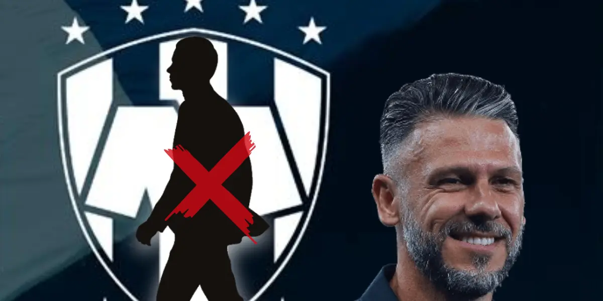 Entrenador en forma de silueta y Martín Demichelis riendo/Foto Rayados.
