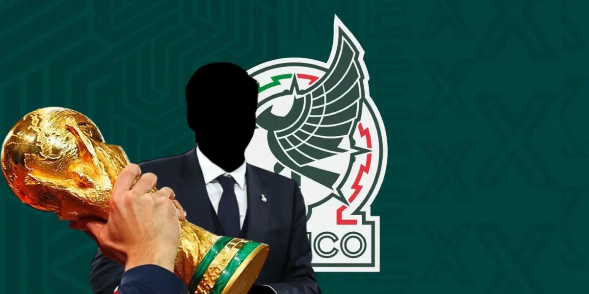 Entrenador incógnito junto al escudo de la Selección Mexicana / FOTO X