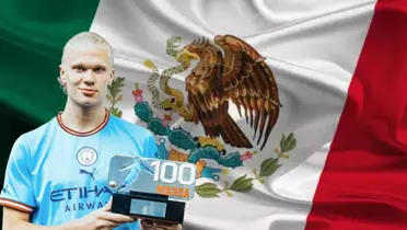 Erling Haaland junto a la bandera de México / FOTO MARCA