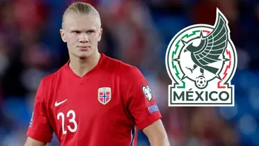 Erling Haaland junto al escudo de la Selección Mexicana / FOTO TYC SPORTS