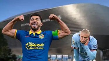 Erling Haaland triste y cabizbajo, a su lado, Henry Martín festejando/ Foto El Español.