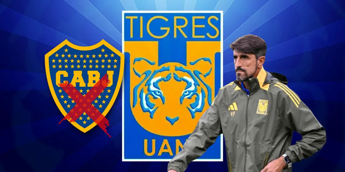 Escudo de Boca Juniors tachado, Tigres y Veljko Paunovic caminando/Foto Pinterest.
