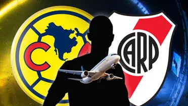 Escudos de América y River Plate, silueta de futbolista/Foto ESPN.