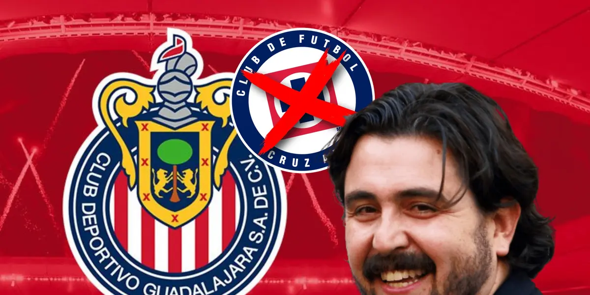 Escudos de Chivas y Cruz Azul, uno con cruz y Amaury Vergara/Foto Rayados.