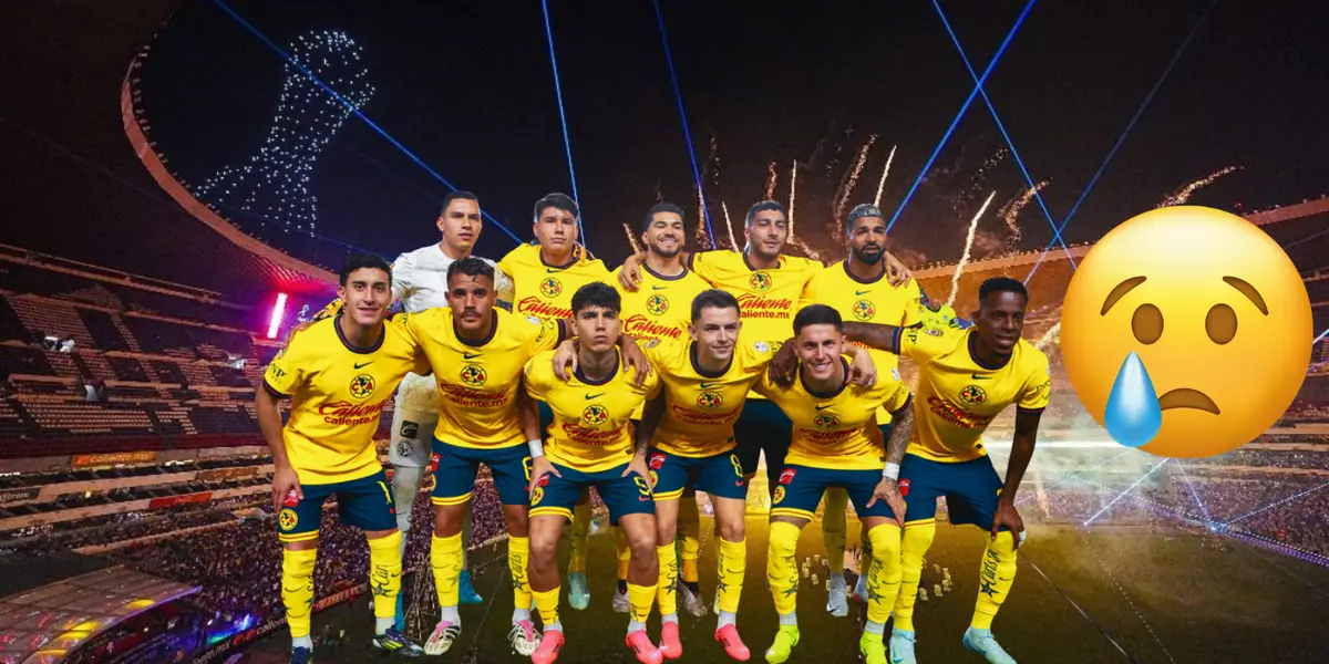 Estadio Azteca de fondo, foto TUDN, con jugadores del América adelante