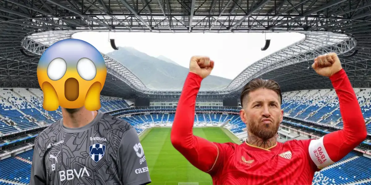 Estadio BBVA de fondo, con Ramos al frente. Fondo: BBVA