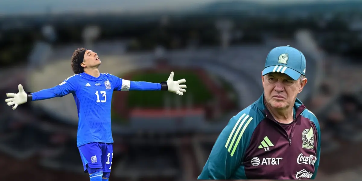 Estadio de CU de fondo, con Ochoa y Aguirre al frente