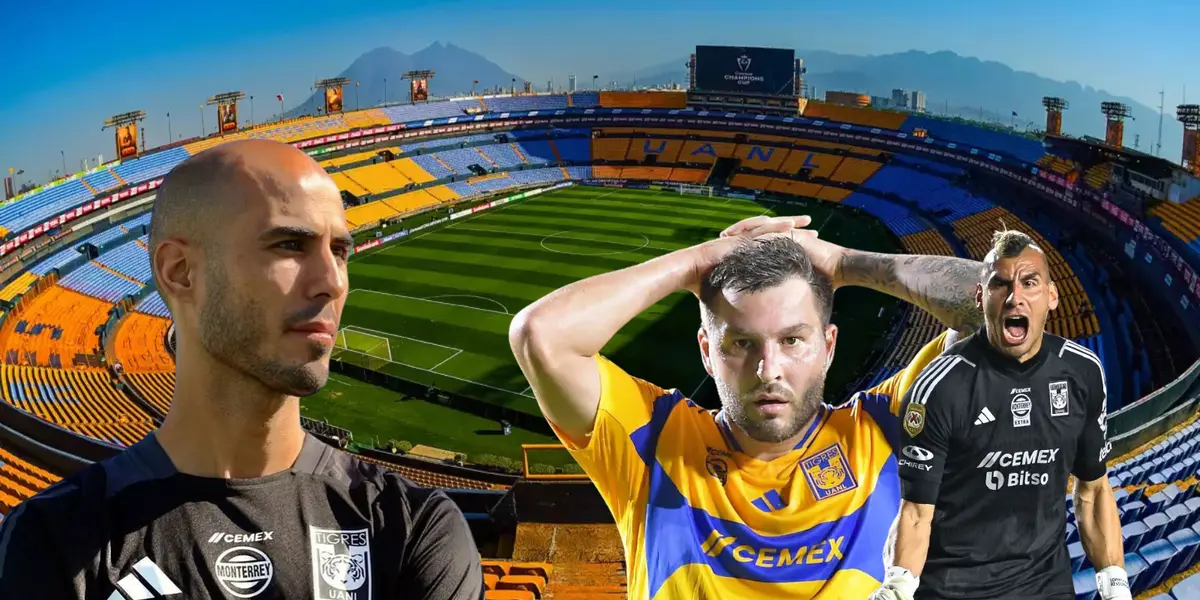 Estadio de Tigres tomado de Tigres, con Pizarro, Gignac y Nahuel al frente