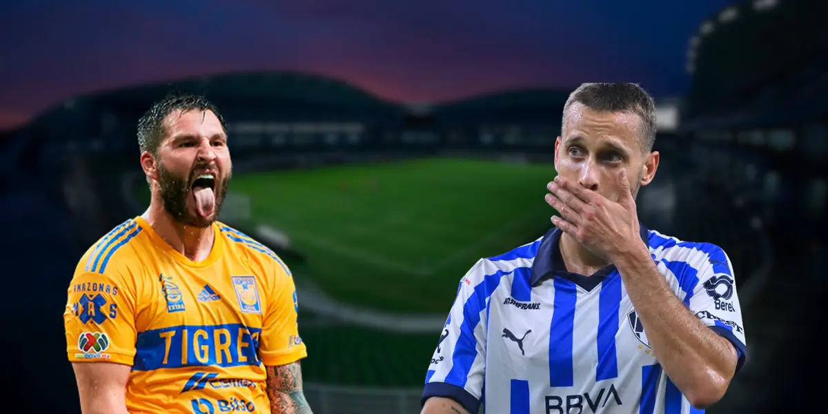 Estadio El Encanto de fondo, tomado de Wikipedia, con Gignac y Canales al frente.