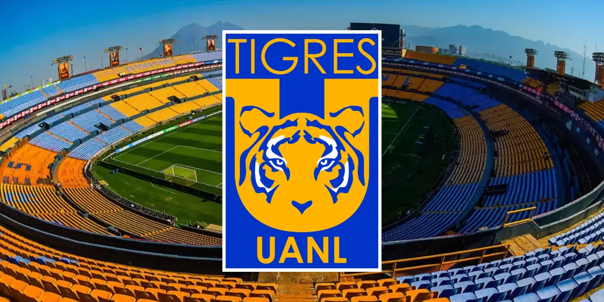 Estadio tomado de Tigres, con escudo al frente
