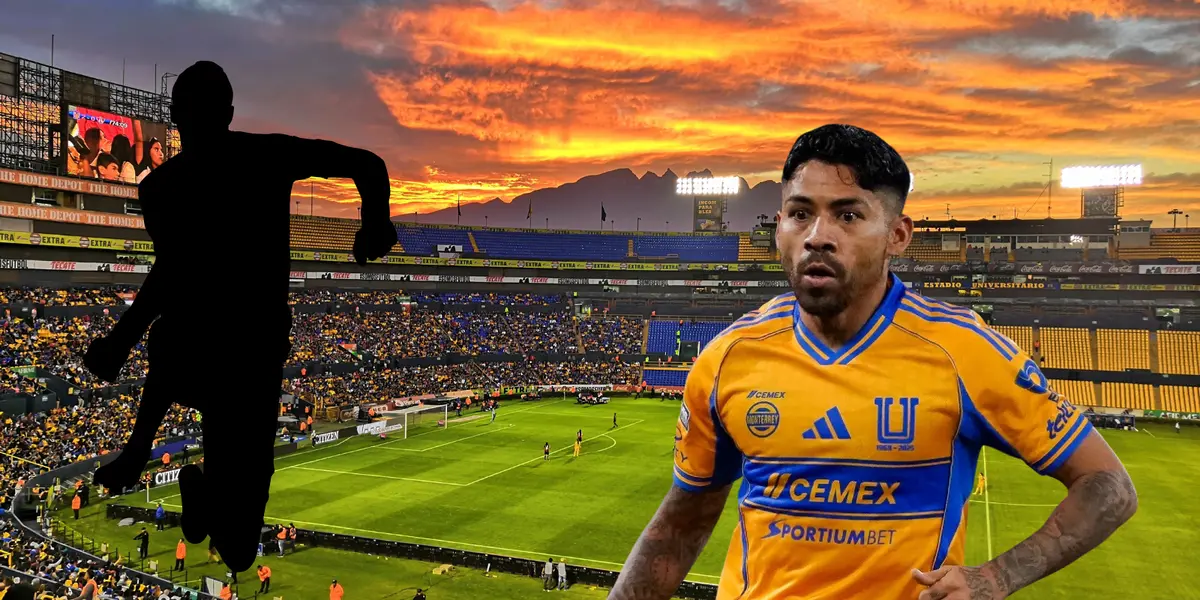 Estadio Universitario de fondo, tomado de Wikipedia, con Aquino al frente