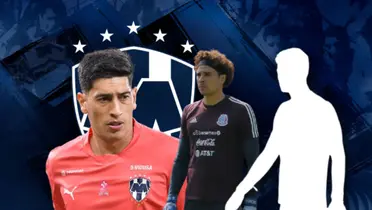 Esteban Andrada, Guillermo Ochoa y silueta de portero/Foto Rayados.
