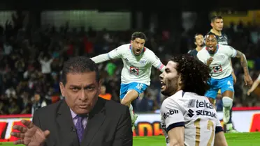 Felipe Ramos Rizo,  jugadores de Cruz Azul celebrando y César Huerta/ Foto Caliente TV.