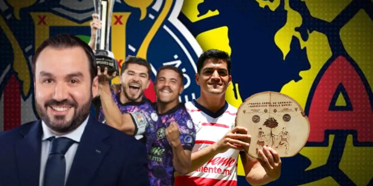 Fernando Cevallos junto a jugadores del América y Chivas / FOTO RÉCORD