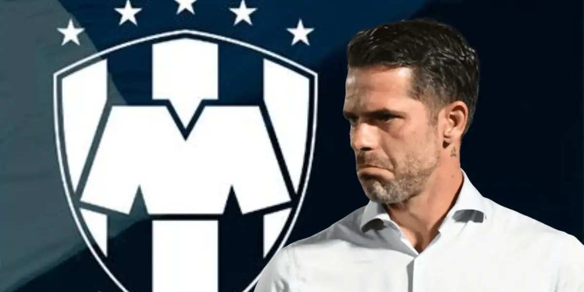 Fernando Gago haciendo muecas y escudo de Monterrey/ Foto Rayados.