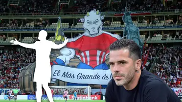 Fernando Gago observando y silueta de jugador celebrando/ Foto X.