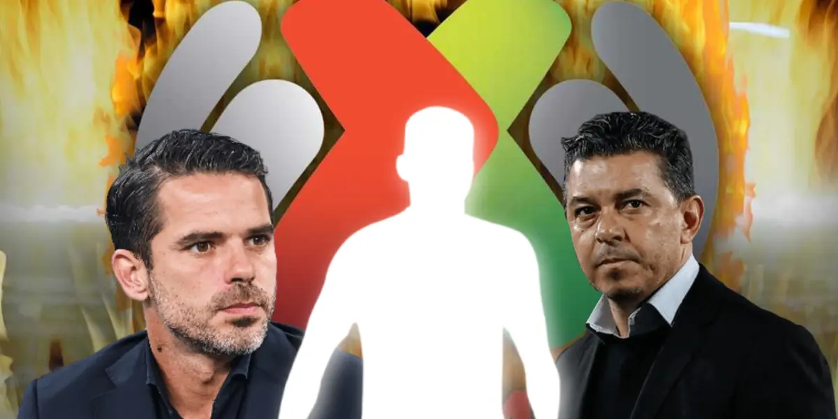 Fernando Gago, silueta de Bruno Amione y Marcelo Gallardo/Foto Marca.