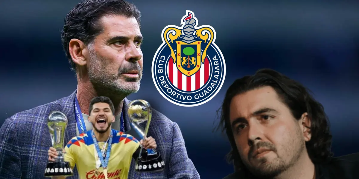 Fernando Hierro, Henry Martín, Amaury Vergara y logo de Chivas/ Foto Fútbol Total.