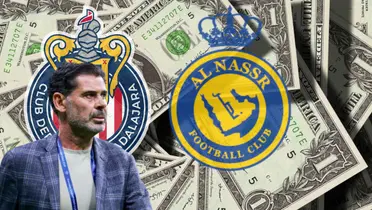 Fernando Hierro junto al escudo de Chivas y Al Nassr / IMAGO7