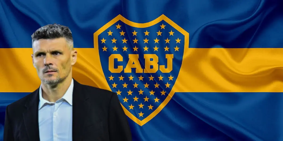 Fernando Ortiz junto al escudo de Boca Juniors / FOTO FÚTBOL TOTAL