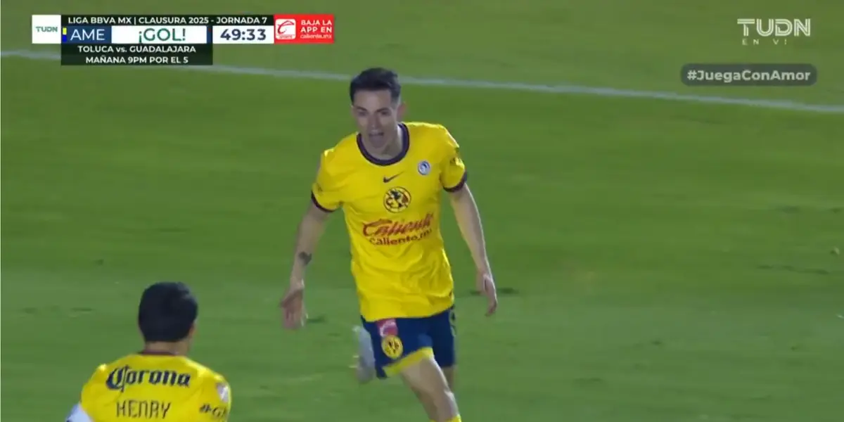 Fidalgo celebrando su gol. Captura de TUDN