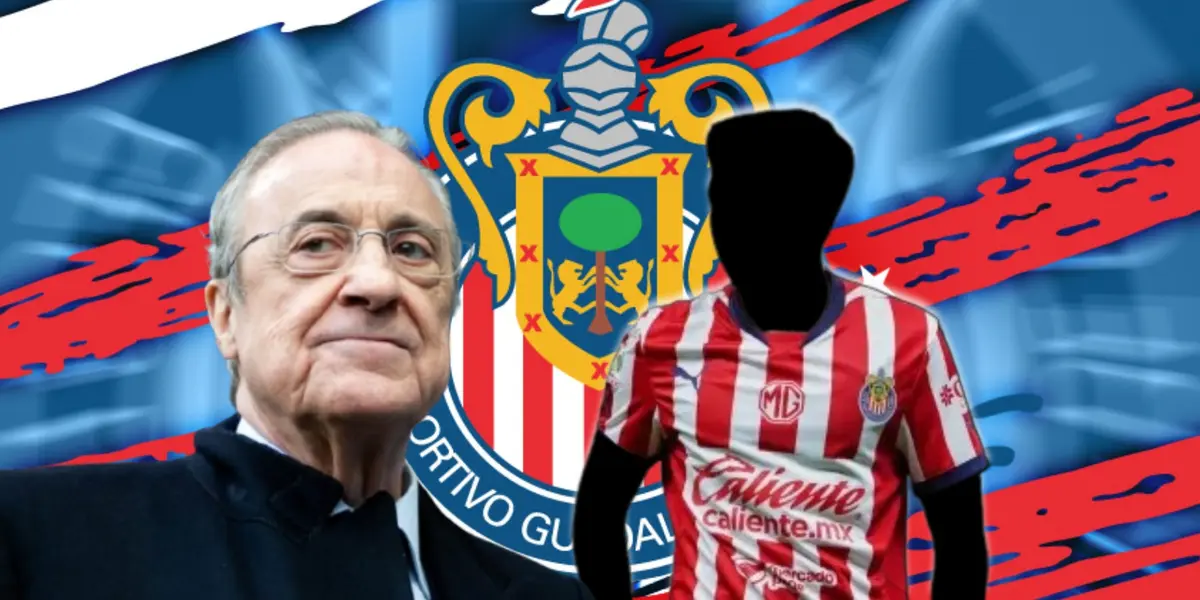 Florentino Pérez junto a futbolista incógnito de Chivas / FOTO ALL IN DEPORTES