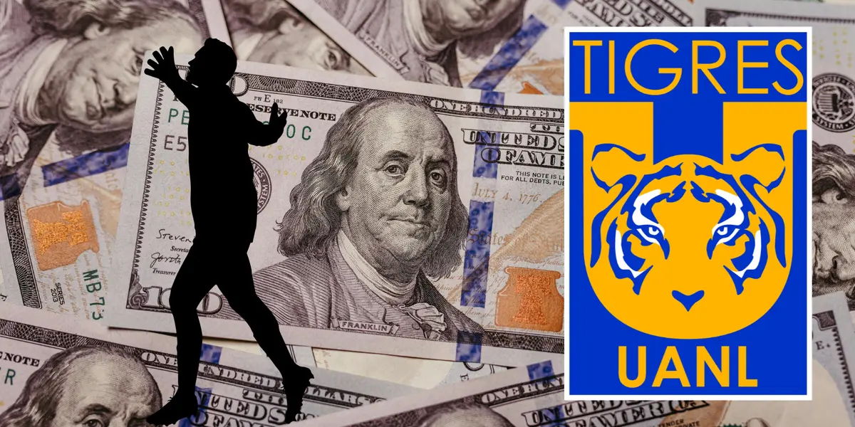 Fondo de Canva con escudo de Tigres al frente