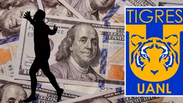 Fondo de Canva con escudo de Tigres al frente