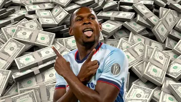 Fondo de dólares tomado de Canva, con Cambindo al frente