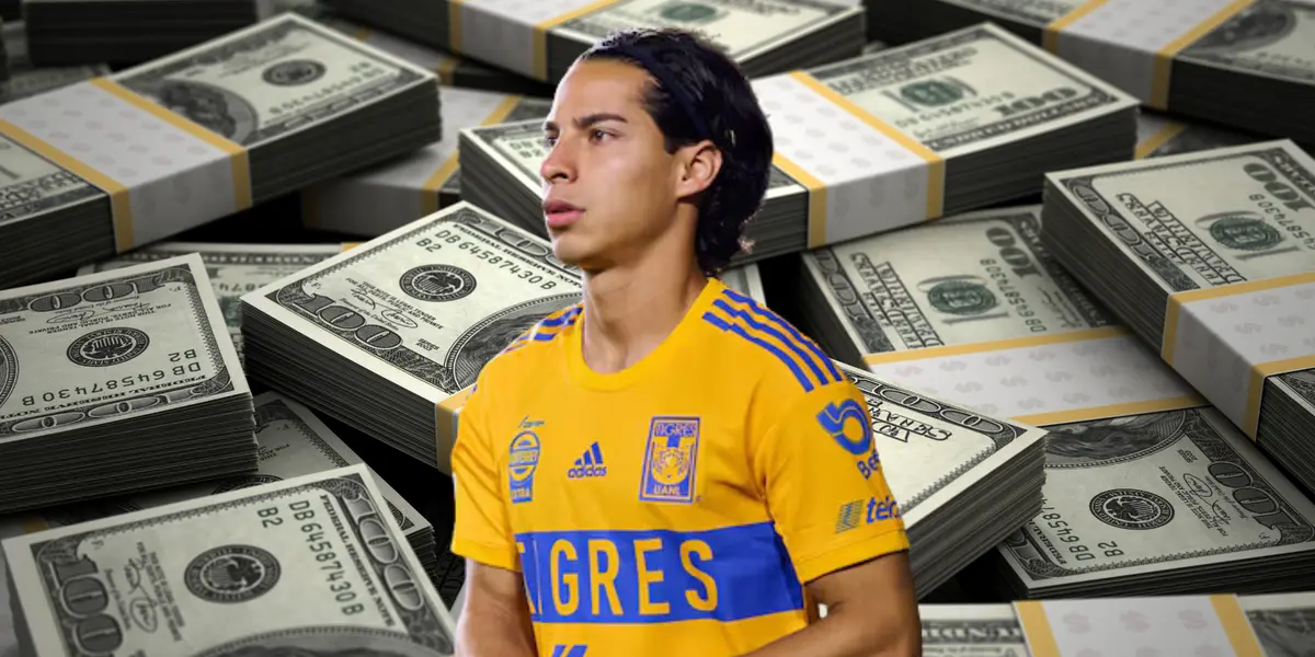 Fondo de dólares tomado de Canva, con Lainez al frente