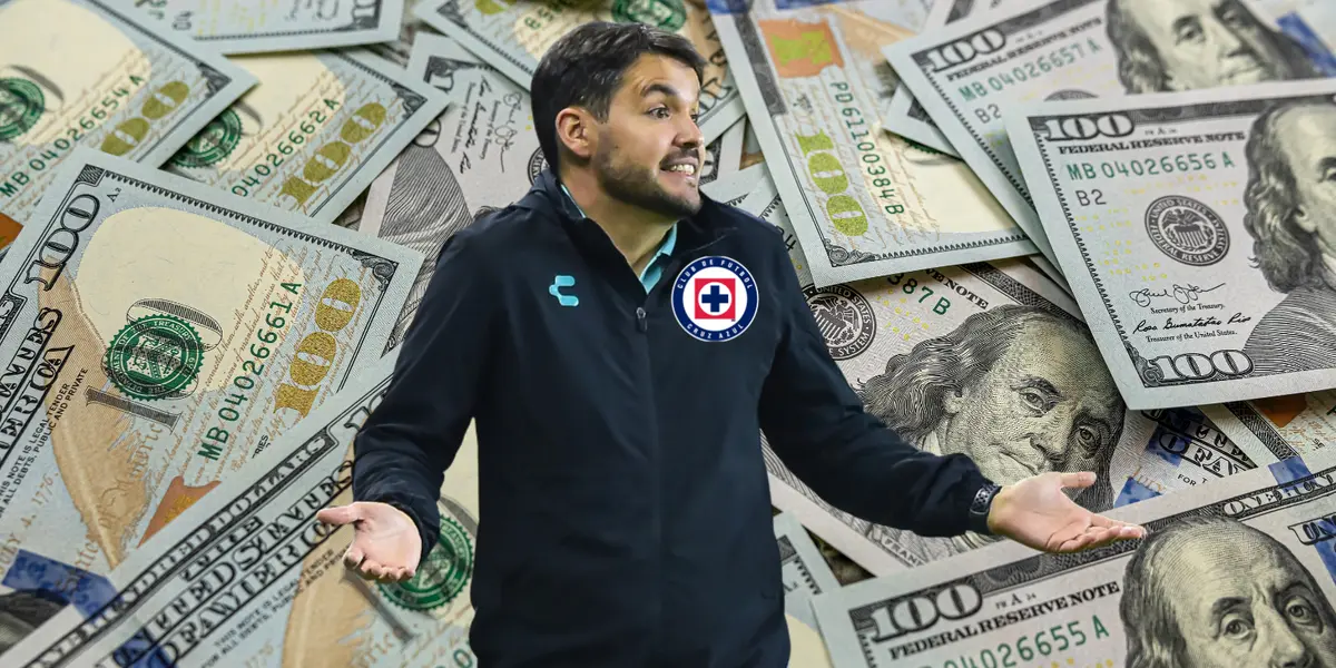 Fondo de dólares tomado de Canva, con Larcamón al frente