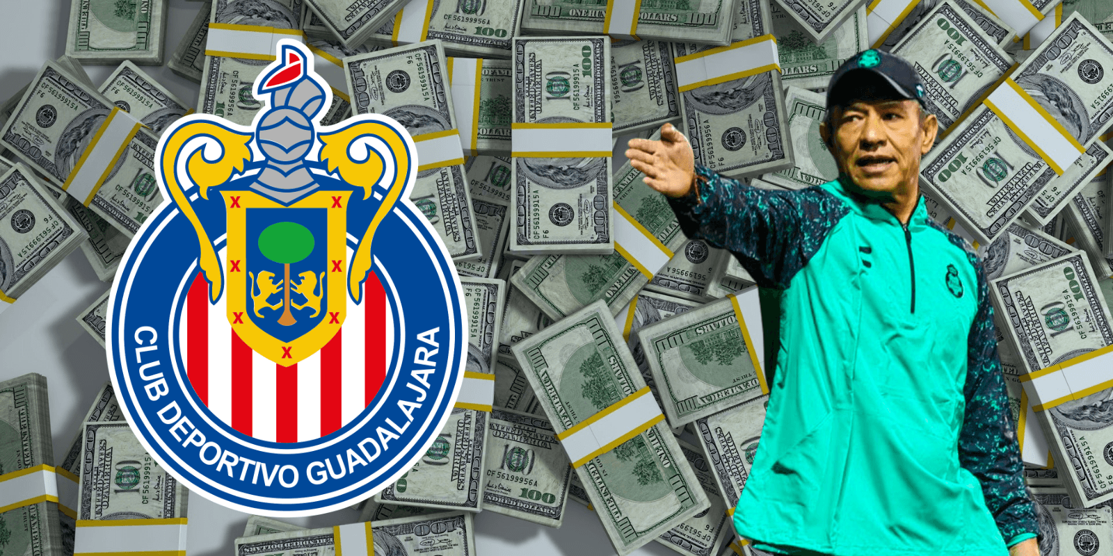 Fondo de dólares tomado de Canva, con Nacho Ambriz al frente