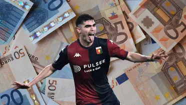 Fondo de euros tomado de Canva, con Johan al frente