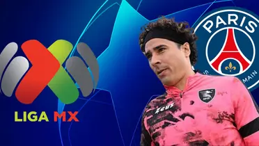 Fondo de la UEFA Champions League, con Ochoa en 1er plano.