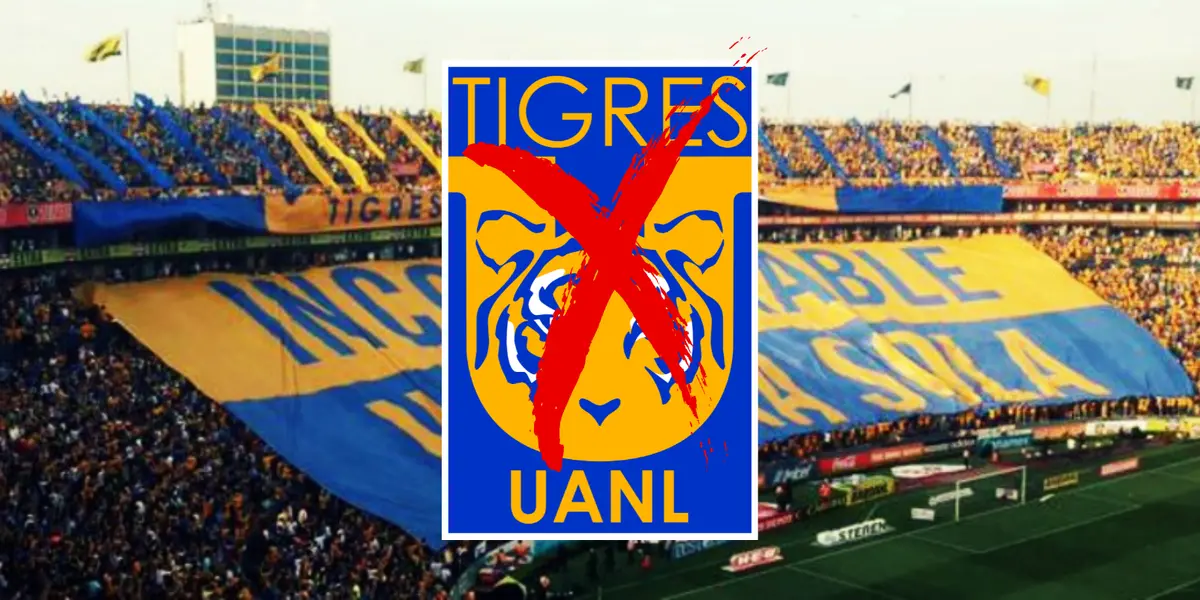Fondo de manta de afición de Tigres. Foto: TV Azteca